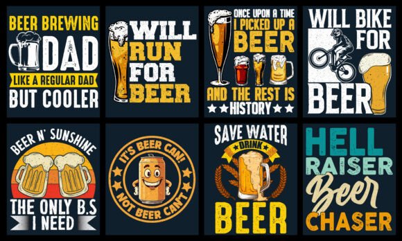 Beer T-Shirt Design Bundle: Graphics for T-Shirt Designs