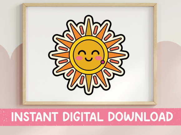 Kawaii Happy Sun Sticker Design