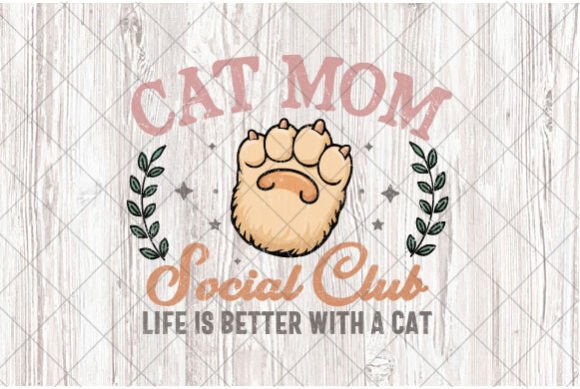 SVG Cat Mom Social Club PNG Retro Design