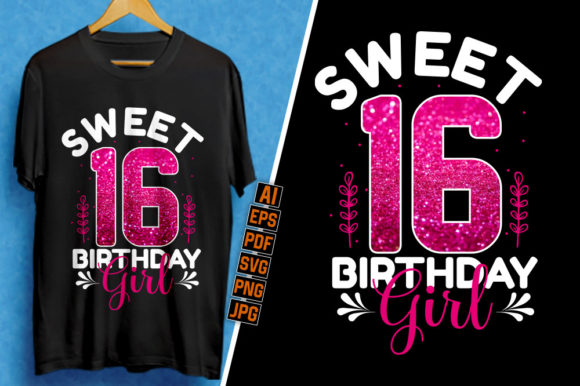 Sweet 16 Birthday Girl Typography Design