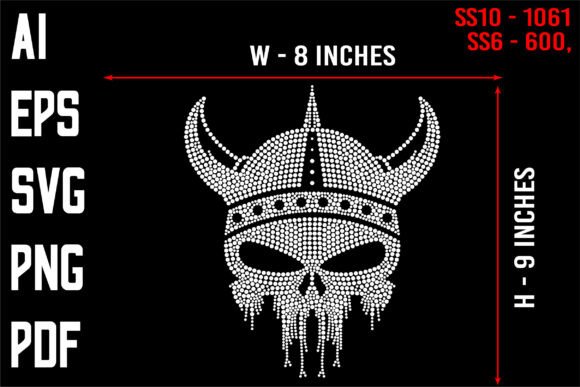 Viking Skull Rhinestone Design Graphics