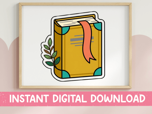 Vintage Book Botanical Sticker Design: Graphics for T-Shirt Designs