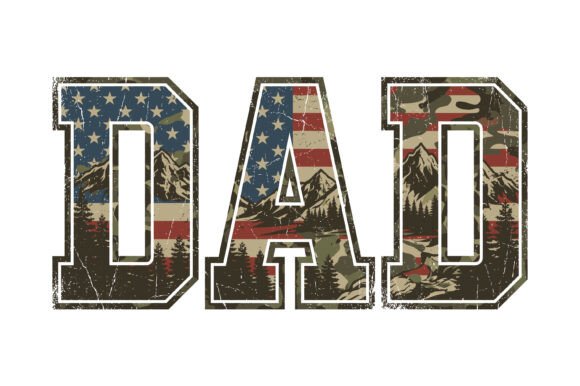 Vintage Patriotic Dad Design Graphics